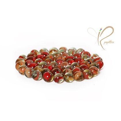 Cat's Eye red Marble ( 3 Feathered)